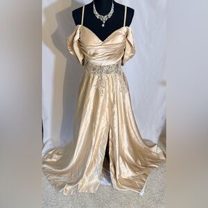 Cream Gown with Embellished Waist